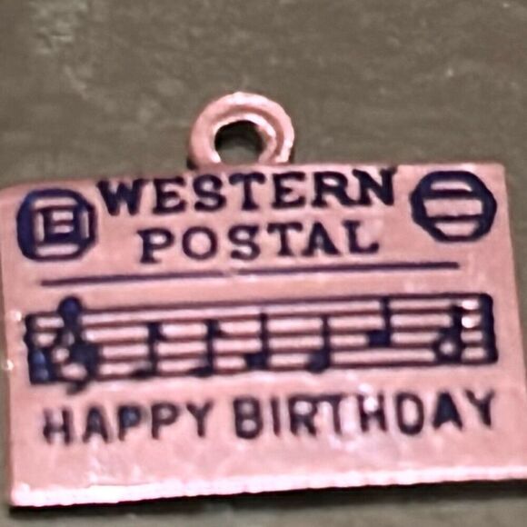Vintage Sterling Silver 925 Westen Postal Happy Birthday Charm Telegram Art Deco - Picture 4 of 7